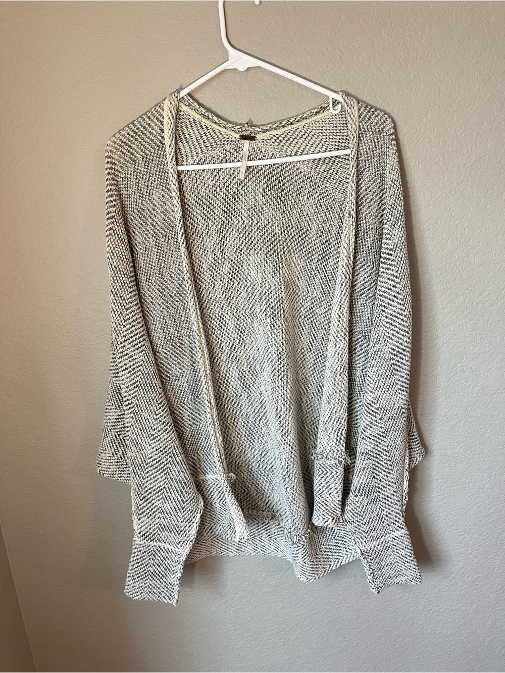 Free People Small Herringbone Oversized Open Front Cardigan Dolman Boho Fall